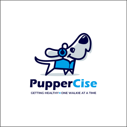Puppy logo with the title 'dog walking app'