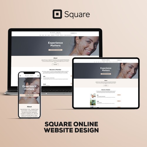 Soft design with the title 'Square Online Full Site For Wistl Skin Aesthetics'