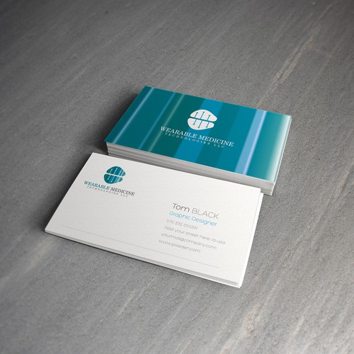 Name card design with the title 'Wearable medicine '