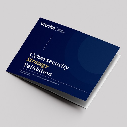 Editorial design with the title 'Strategic Cybersecurity Brochure Design for Vantis Decision Intelligence | Executive B2B Report'