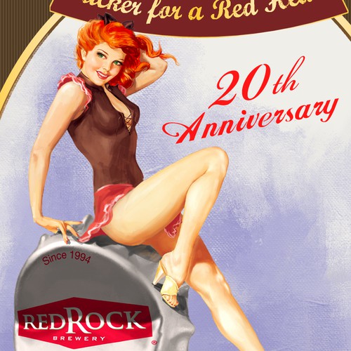 Photoshop label with the title 'Classy Pin-Up Girl Illistration for Beer Label'