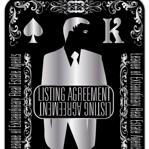 Playing card design with the title 'Create a business card that looks like a king/queen of spades for mysterious group'