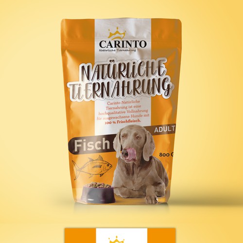 Dog label with the title 'packing design'