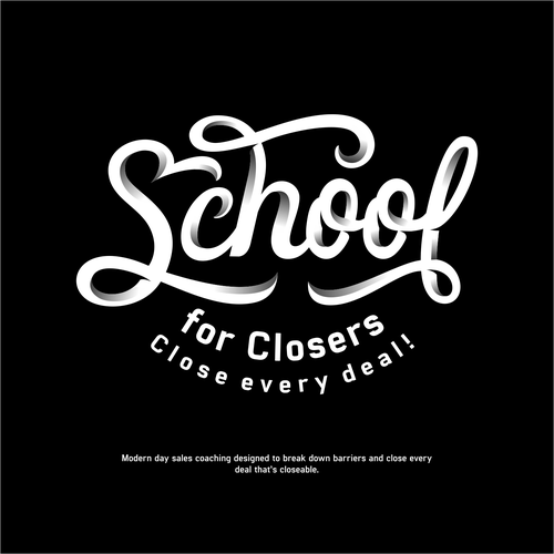 Chrome design with the title 'School for closers'