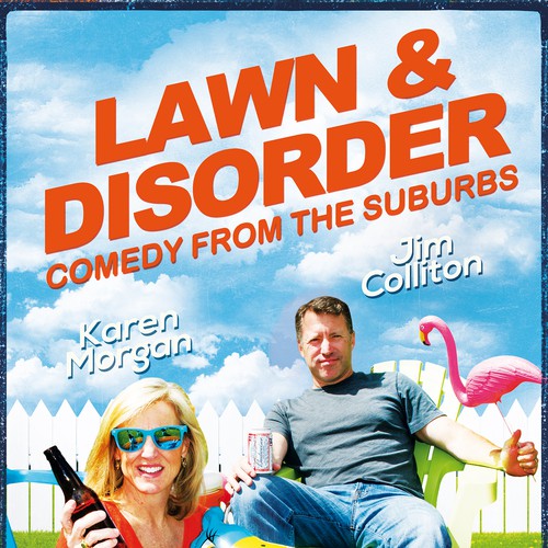 Comedy design with the title 'LAWN & DISORDER SUV'