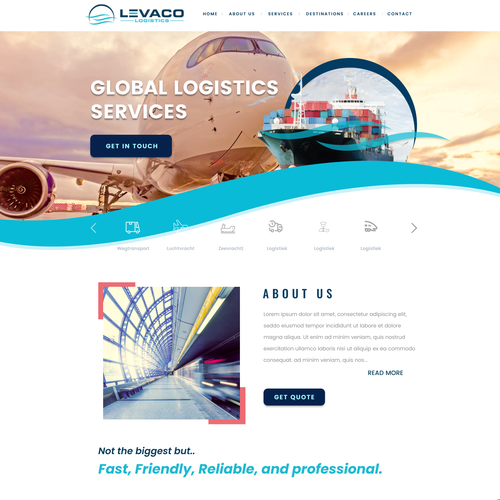 Logistics website with the title 'Global Logistics company web design'