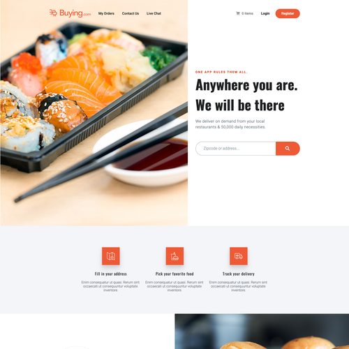Food website with the title 'Food delivery service website'