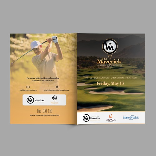 Illustrator design with the title 'Maverick Golf Booklet Design'