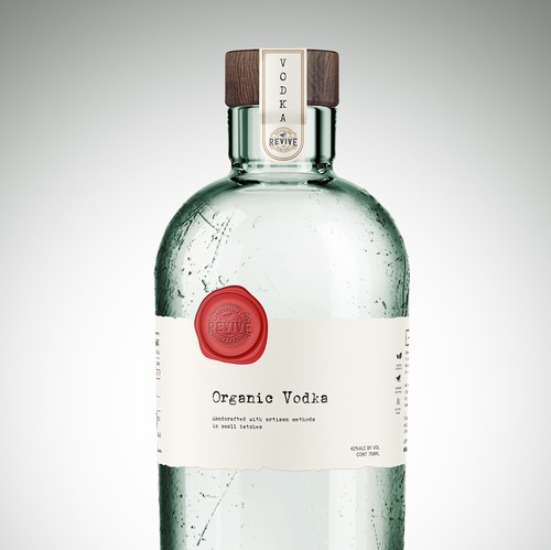Sustainable design with the title 'Eco Conscious label for premier vodka'