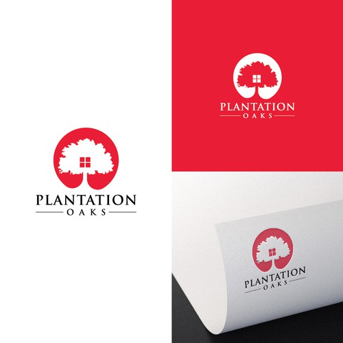Oak tree design with the title 'Plantation Oaks'