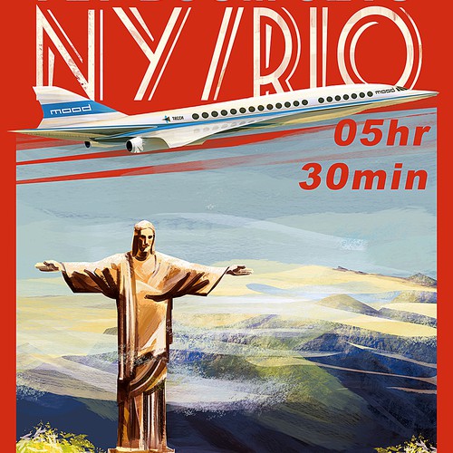 Travel illustration with the title 'Vintage Airline Poster'