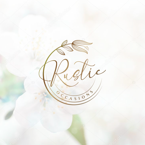 Gold circle logo with the title 'Rustic Occasions logo'
