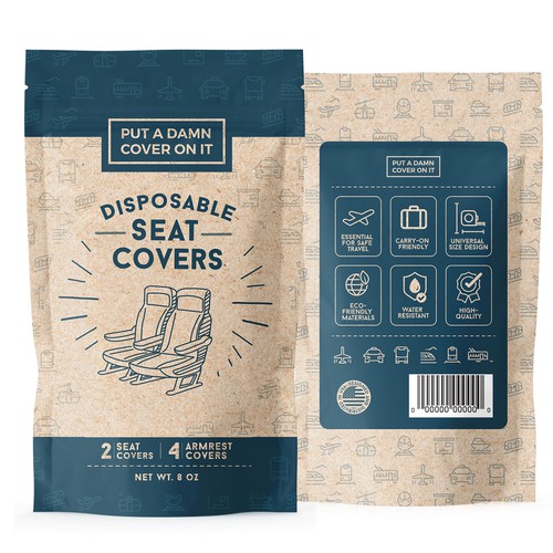 Label packaging with the title 'Disposable Seat Covers'