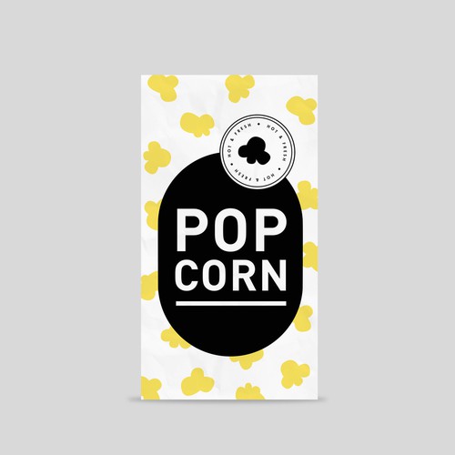 Industrial packaging with the title 'Redesign the Paper Popcorn Bag'
