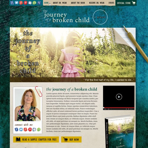 Book website with the title 'Home page design for an upcoming book '