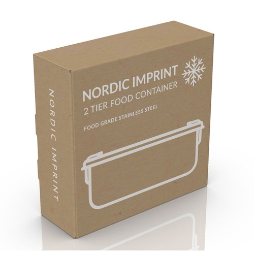 Cardboard packaging with the title 'Food Container Packaging'