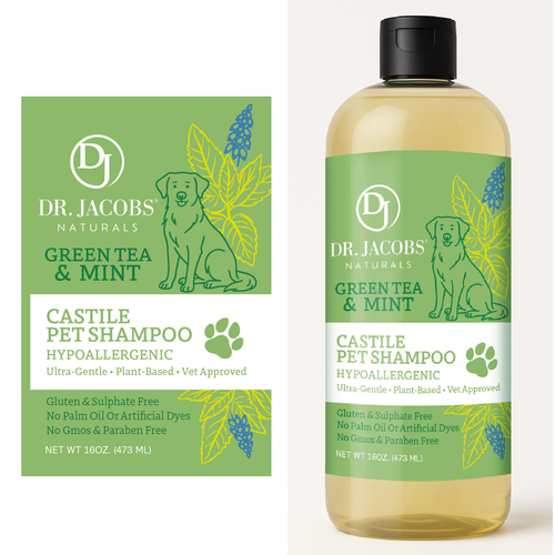 Pet label with the title 'Natural Pet Shampoo'