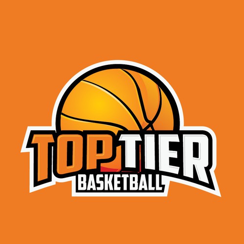 Orange brand with the title 'Create a Canadian basketball brand's first ever logo!!!! Top Tier Basketball'