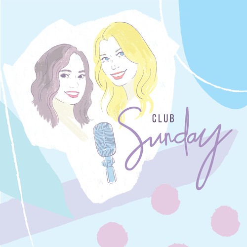 Pastel artwork with the title 'Podcast Artwork & Portraits'