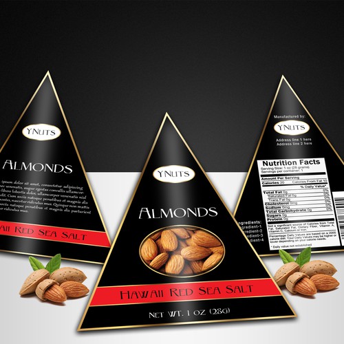 Almond packaging with the title 'Triangular Packaging for Almonds'