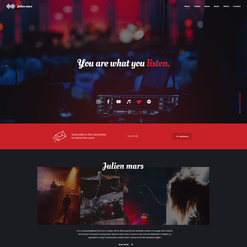 Music website with the title 'Music Artists - Personal web page'