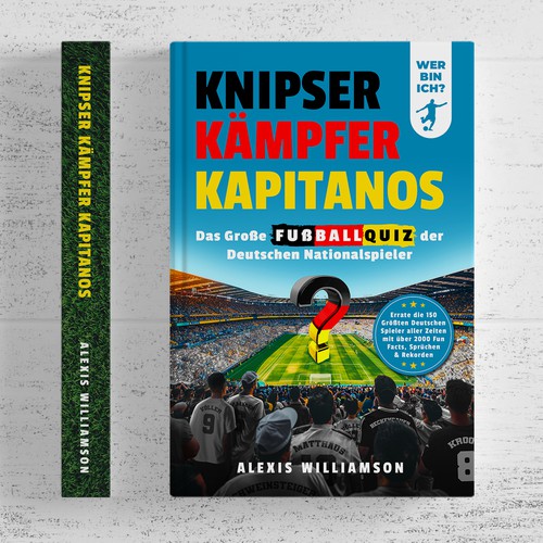 Quiz design with the title 'KNIPSER KÄMPFER KAPITANOS Book Cover Design'