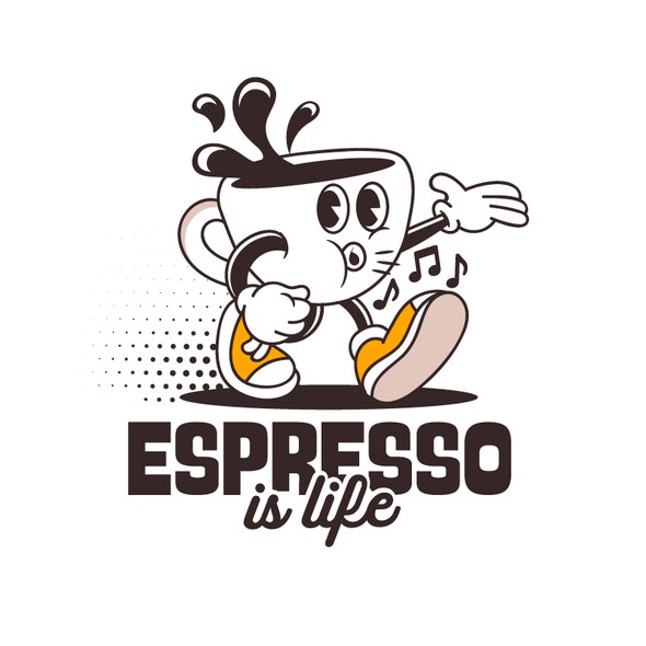 Character brand with the title 'Espresso is life'