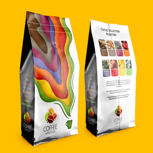 Cafe packaging with the title 'Coffee Selection'