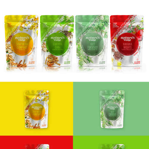 Flower label with the title 'Packaging Design'