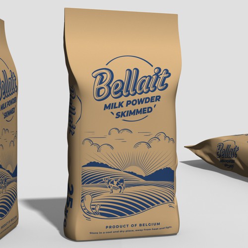 One-color design with the title '25kg bag for milk powder'