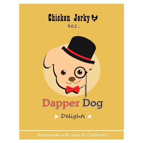 Cute label with the title 'Create a Dapper Dog label for our company product!'