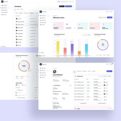 CRM design with the title 'CRM for Small Businesses'