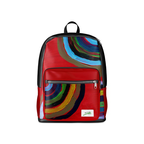 Backpack design with the title 'Ben's art into product of choice.'