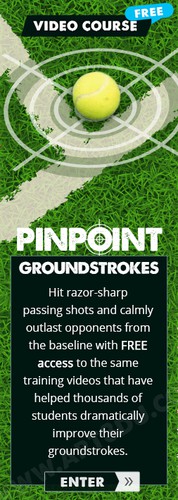 Tennis design with the title 'Pinpoint Groundstrokes'