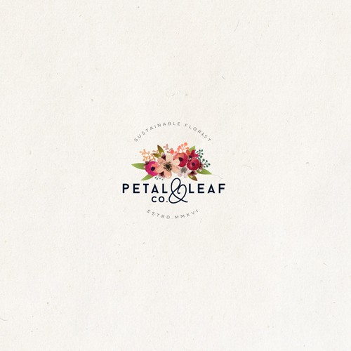 Flower logo with the title 'Logo for Petal & Leaf Co.'