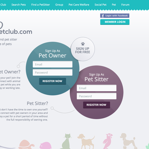 Pet website with the title 'Pet-sitting Community Website'