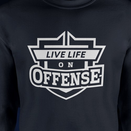 Blues design with the title 'Live Life on Offense'