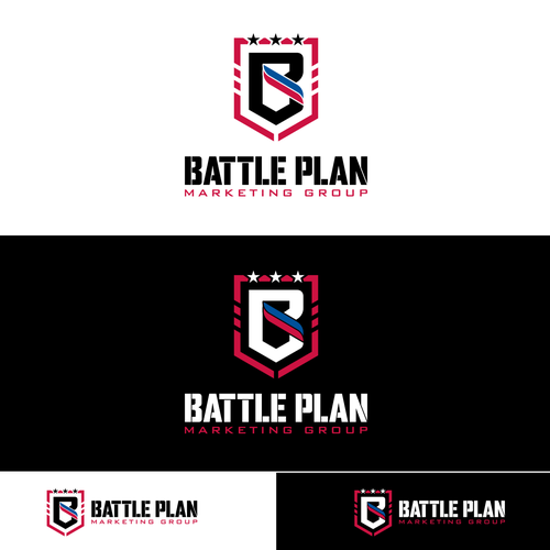 Shield logo with the title 'Logo design for Battle Plan Marketing Group'
