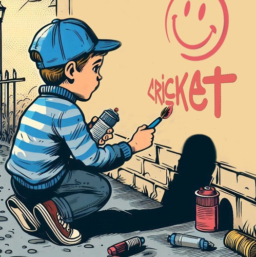 Wall artwork with the title 'Illustration for Cricket Lighters'