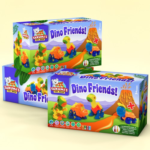 Game packaging with the title 'Colorful toy box package design concept'