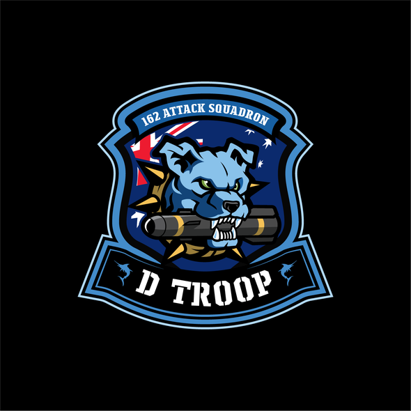 Troop logo with the title 'D TROOP'