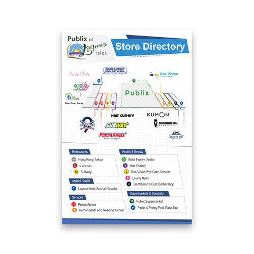 Directory design with the title 'Store Directory for Public at Laguna'