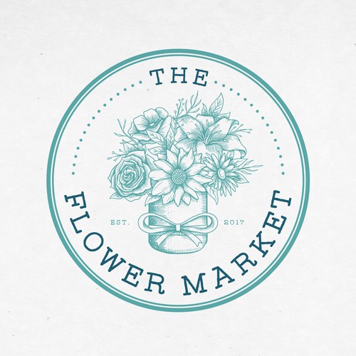 Retro brand with the title 'the flower market logo proposal'