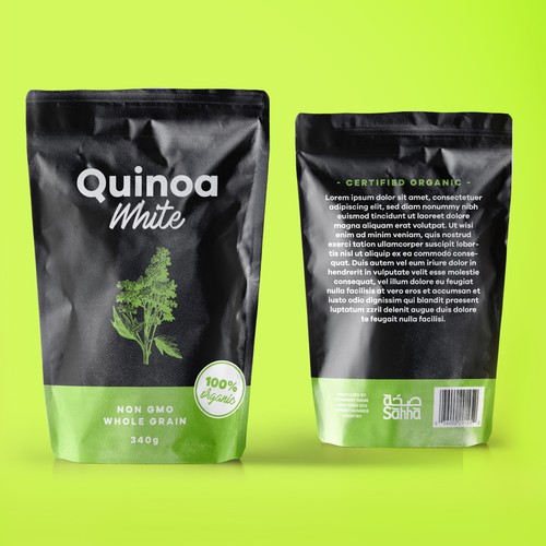 Superfood packaging with the title 'Quinoa packaging'