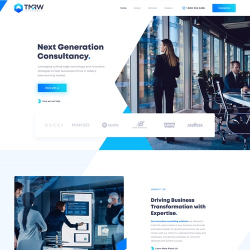 Homepage design with the title 'Business Consulting Startup'