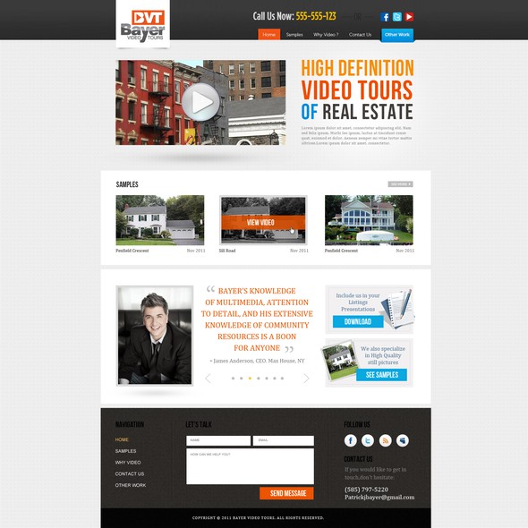 Video website with the title 'New Website Design For Bayer Video Tours'