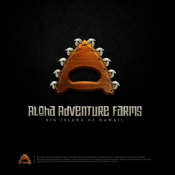 Polynesian logo with the title 'Aloha Adventure Farms'