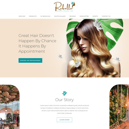 Cosmetics website with the title 'Rebelle | Social Beauty Lab'