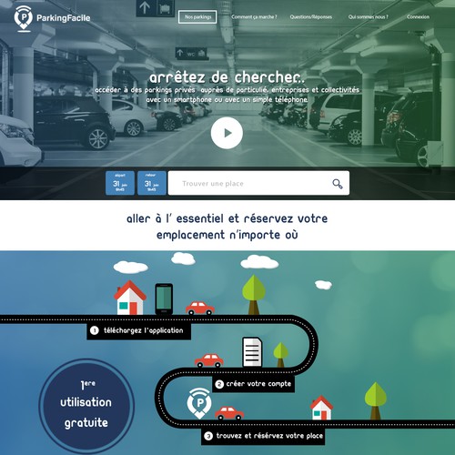 Car website with the title 'site web Parking Facile'