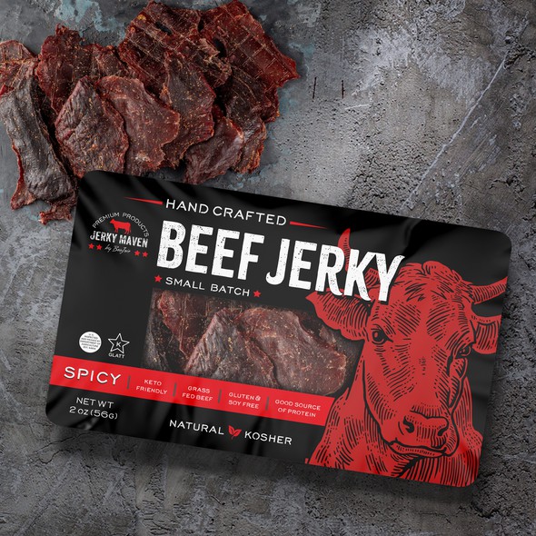 Food design with the title 'Beef Jerky packaging design'